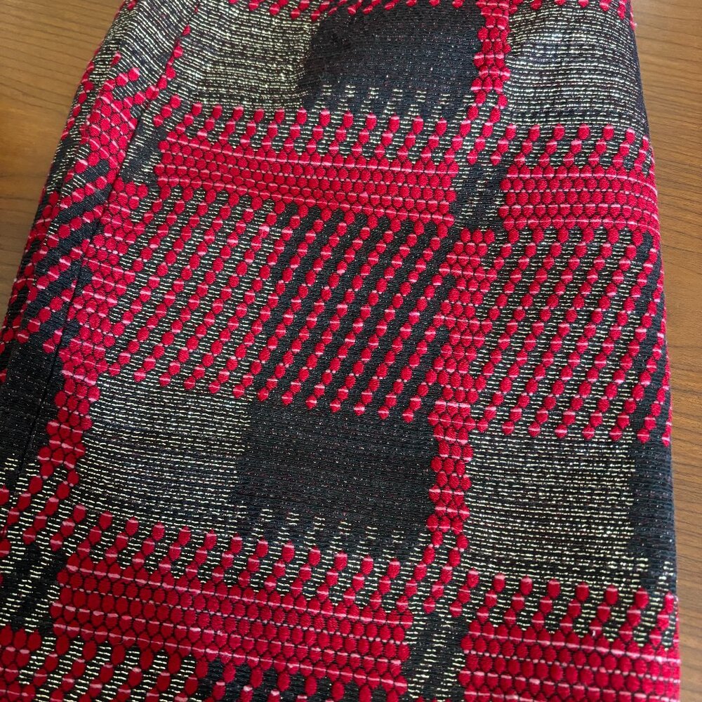 J.McLaughlin A Line Skirt, Size 12 , Red, Black and Gold Jacquard Print, NWT